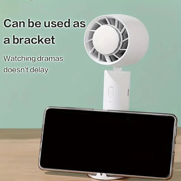 Portable Handheld Fan with Base, USB Rechargeable Mini Personal Fan 3000Mah 3 Speed Adjustable Desk Fan, Gifts for Women Men Travel, Camping, Outdoor, White