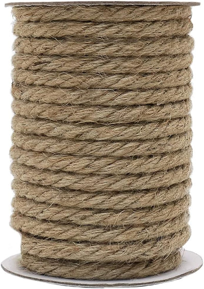 50 Feet 10Mm Jute Rope, Natural Heavy Duty Twine for Crafts, Cat Scratching Post, Gardening, Bundling and Hanging