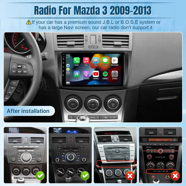 9 Inch Wireless Car Radio for Mazda 3 2009 to 2013 with CarPlay Android Auto Touch Screen Car Stereo Backup Camera GPS WIFI 2G 32G - My Variety Superstore 25