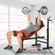 600lbs 6 in 1 Weight Bench Set with Squat Rack Adjustable Workout Bench with Leg Developer Preacher Curl Rack Fitness Strength Training