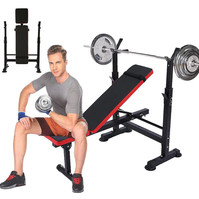 600lbs 6 in 1 Weight Bench Set with Squat Rack Adjustable Workout Bench with Leg Developer Preacher Curl Rack Fitness Strength Training
