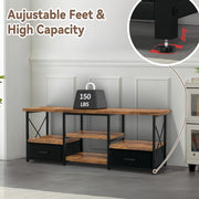 55“ TV Stand with Fabric Drawers-Black - My Variety Superstore 25