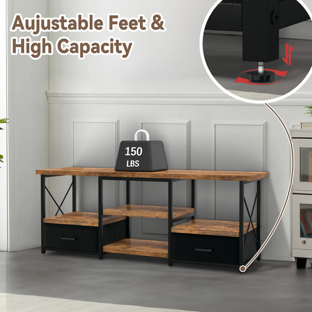 55“ TV Stand with Fabric Drawers-Black - My Variety Superstore 25