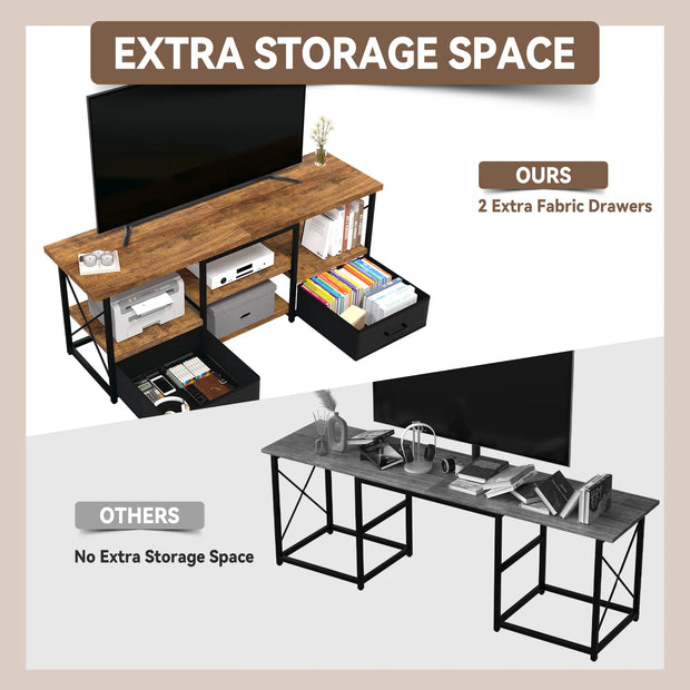 55“ TV Stand with Fabric Drawers-Black - My Variety Superstore 25
