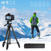 Tripod for Camera and Tablet 60 Inch Aluminum Phone Tripod with Remote Control Mount Holder for DSLR iPad and Android Devices