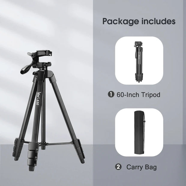 Tripod for Camera and Tablet 60 Inch Aluminum Phone Tripod with Remote Control Mount Holder for DSLR iPad and Android Devices