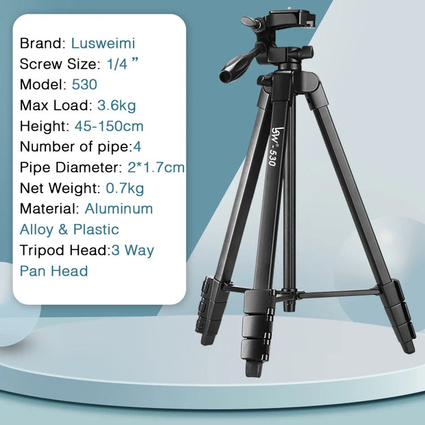 Tripod for Camera and Tablet 60 Inch Aluminum Phone Tripod with Remote Control Mount Holder for DSLR iPad and Android Devices