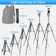 Tripod for Camera and Tablet 60 Inch Aluminum Phone Tripod with Remote Control Mount Holder for DSLR iPad and Android Devices