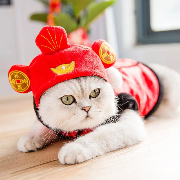 Joyful Christmas Cat Hat With Animal Shape Keeps Cat Warm