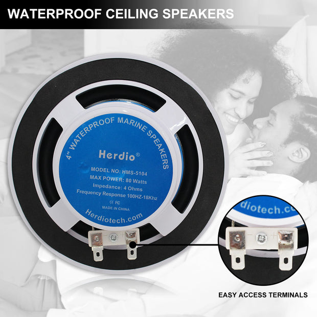 4 Inch 160W Marine Waterproof Bluetooth Speakers for ATV UTV SPA Golf Motorcycle Boat Outdoor Indoor Music - My Variety Superstore 25