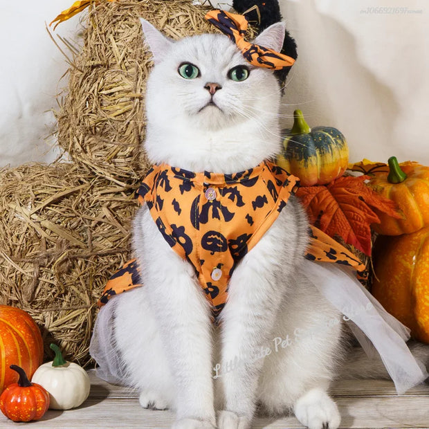 Enchanting Halloween Dog Dress With Bow For Festive Fun