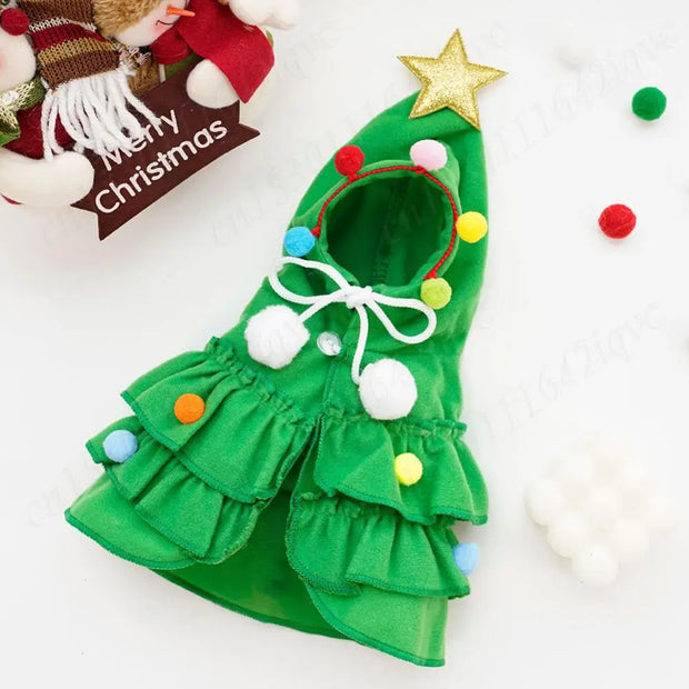 Festive Cat Christmas Outfit Star Pompom Cape Delights Pets