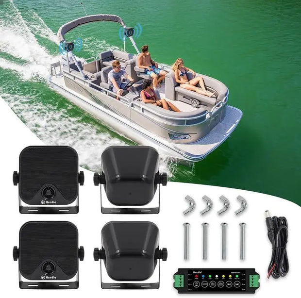Herdio 4 Inch 240W 4PCS Bluetooth Golf Cart Speakers Waterproof Marine Speakers for Outdoor Boat ATV UTV Jeep Courtyard Powersports - My Variety Superstore 25