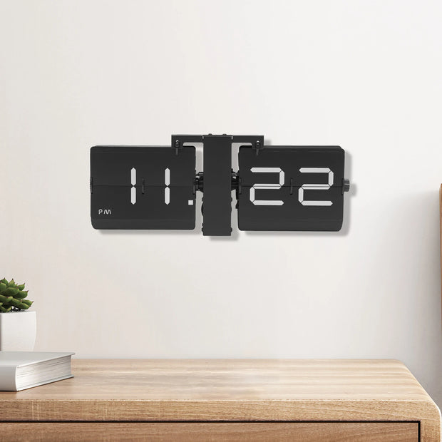Retro Flip Clock Digital Display Battery Operated Wall and Tabletop Flip Clock Large Black Vintage Style Clock 12 Hour AM PM - My Variety Superstore 25