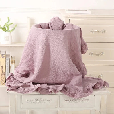 Ruffled Muslin Baby Swaddle Blankets, Organic Cotton, Soft Newborn Infant Bedding & Accessories