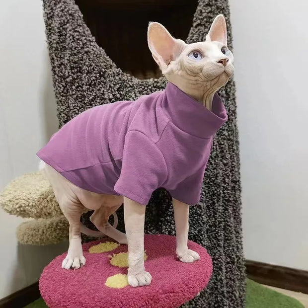 Bold Soft Cotton Cat Hoodie For Hairless Pets Warmth