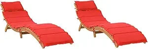 Modern Cream White Sun Loungers with Cushions – Foldable Solid Acacia Hardwood for Outdoor