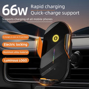 66W Magnetic Wireless Car Phone Holder Charger Automatic Induction Fast Charging Black