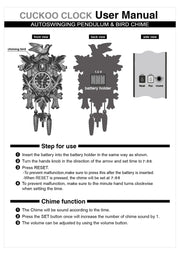 Antique Forest Cuckoo Clock Silent Pendulum Adjustable Sound Deer Rabbit and Bird Design - My Variety Superstore 25