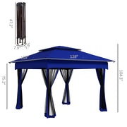 11' X 11' Outdoor 2-Tier Pop up Gazebo Portable Party Tent W/ Netting, Blue - My Variety Superstore 25