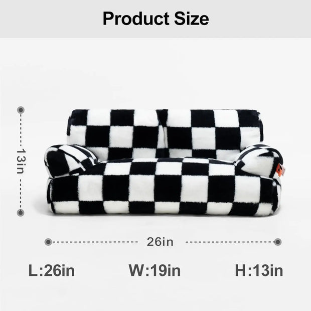 Mewoofun Pet Couch Bed 26×19×13 Inch Washable Cat Beds for Medium Small Dogs Cat up to 25 lbs Fluffy Cat Couch Black White - My Variety Superstore 25