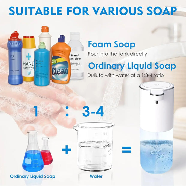 US Stock Automatic Touchless Soap Dispenser 4 Level Adjustable Foaming Hand Soap Dispenser Electric Wall Mount