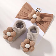 Lovely Baby Headband Socks Set Soft Nylon Floral Comfort
