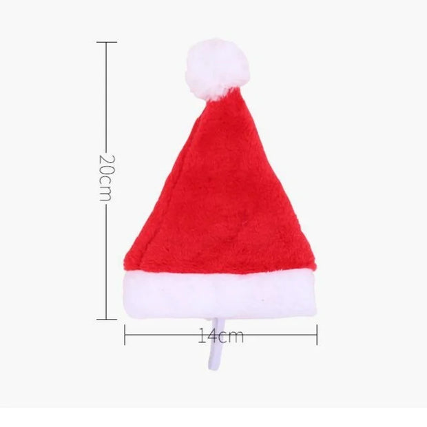 Festive Plush Pet Santa Hat With Cartoon Design Xmas Fun