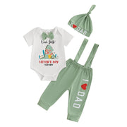 Baby 3-Piece Mother’s Day Outfit Set: Short Sleeve Floral Romper, Ruffle Pants & Headband for Girls