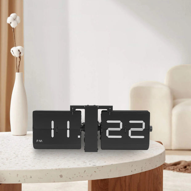 Retro Flip Clock Digital Display Battery Operated Wall and Tabletop Flip Clock Large Black Vintage Style Clock 12 Hour AM PM - My Variety Superstore 25