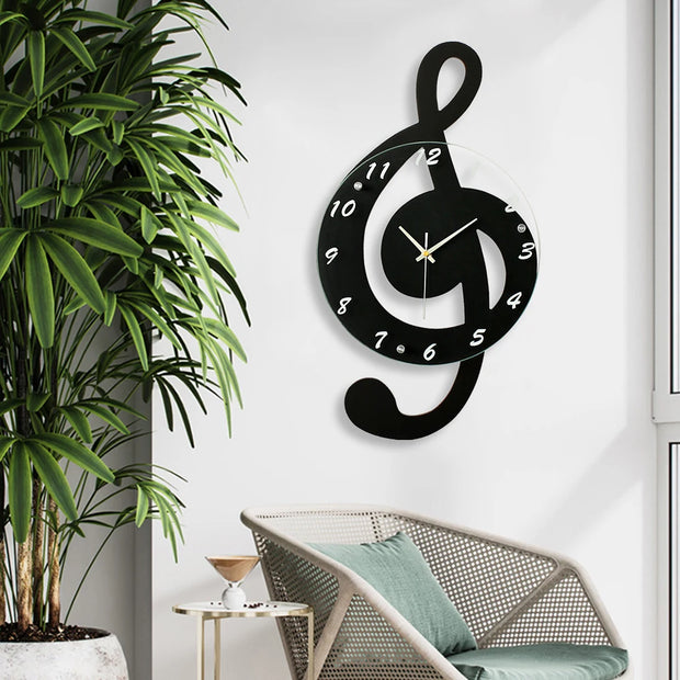 Powerful Musical Note Wall Clock Silent Keeps Time Quietly