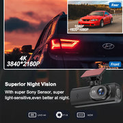E-ACE UHD 4K Dashcam with GPS WiFi Night Vision 24 Hour Parking Loop Dual Channel Recording 4K Front and 1080P Rear Dual Lens - My Variety Superstore 25