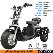 Adult Electric 3 Wheel Scooter 2000W Motor Max Speed 35-45KM/H Max Load 250KG 18 Inch Off road Fat Tire Electric Scooter - My Variety Superstore 25