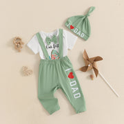 Baby 3-Piece Mother’s Day Outfit Set: Short Sleeve Floral Romper, Ruffle Pants & Headband for Girls