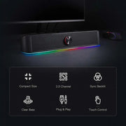 Redragon GS560 Adiemus RGB USB Desktop Soundbar 2.0 Channel Computer Speaker with Dynamic Lighting Bar Audio Light Sync Display - My Variety Superstore 25