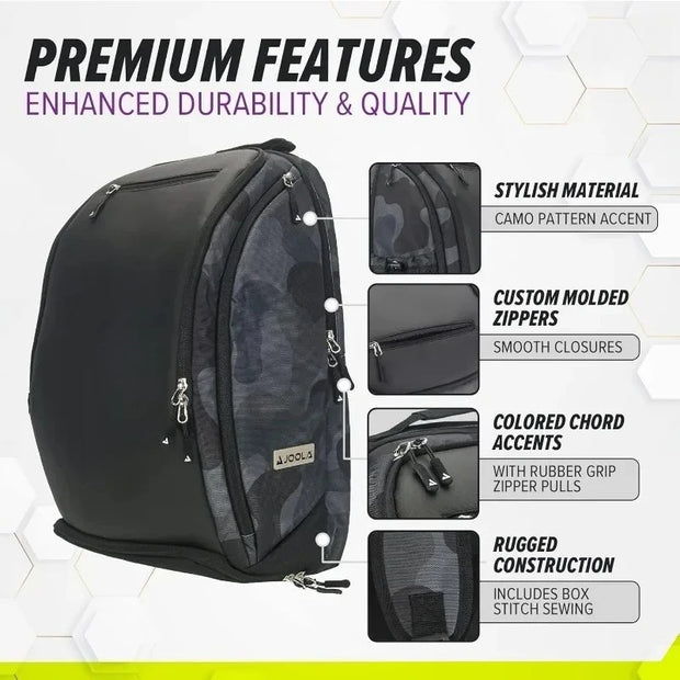 Deluxe Pickleball Backpack Large Paddle Bag Fits 4 Pickleball Paddles and Gear with Fence Hook Extra Pockets and Ventilated Design