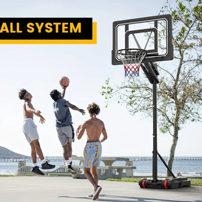 1 Basketball Hoop Outdoor 5.5-9.5 Feet Adjustable Height, 33 Inch Shatter Resistant Backboard, Portable Hoop Court System - My Variety Superstore 25