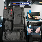 Car Seat Back Molle Organizer Tactical with 5 Molle Pouches Universal Vehicle Panel Protector Storage Bag Cover