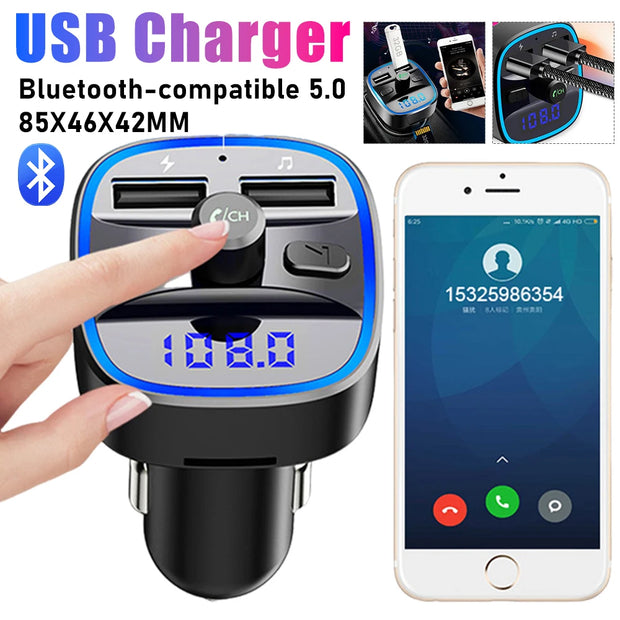 T25 MP3 Player Car Fast Charging Dual USB Charger Bluetooth Compatible 5.0 Multi Functional Classic Dual USB Car Electronics - My Variety Superstore 25
