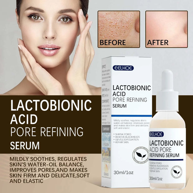 3pcs Lactobionic Acid Pore Shrinking Facial Serum Firming and Moisturizing Blackhead and Acne Cleansing Skin Care Products
