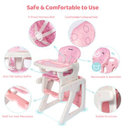 Baby High Chair Foldable  &  2-in-1 with Table Footrest, Detachable Double Tray, Easy to Clean Feeding Detachable Highchair - My Variety Superstore 25