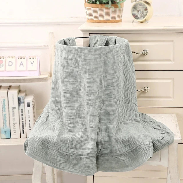 Ruffled Muslin Baby Swaddle Blankets, Organic Cotton, Soft Newborn Infant Bedding & Accessories