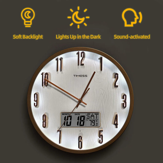 Radiant Voice Activated Wall Clock For Easy Night Visibility