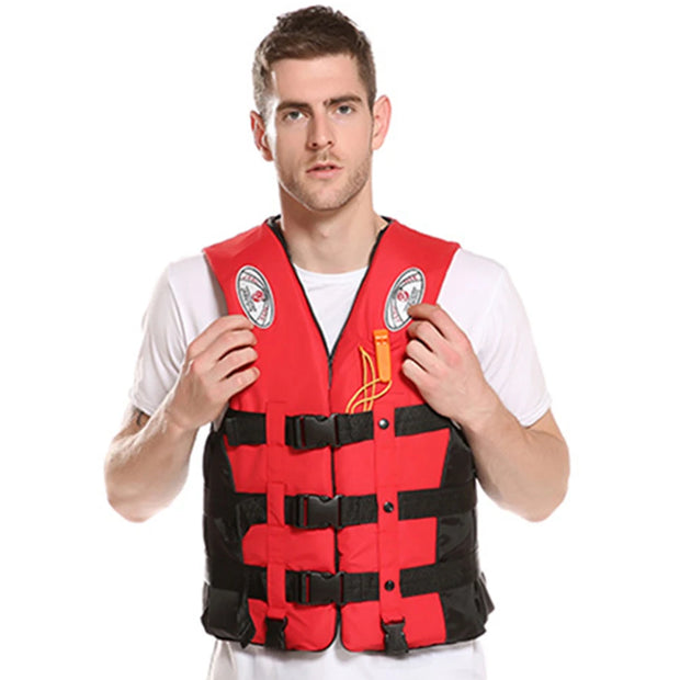 Red Life Jacket for Kids & Adults – Snorkeling, Boating, Fishing, Surfing & Water Sports Safety