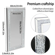 Large Rectangle Venetian Wall Mirror Polished Crush Crystal Diamond Edge 120x60cm for Living Room Hallway - My Variety Superstore 25
