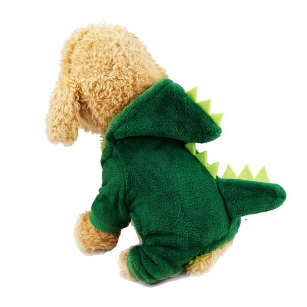 Cozy Dog Costume Dinosaur Winter Plush Coat Keeps Pets Warm