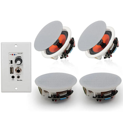 Herdio 6.5 Inch Bluetooth In Wall In Ceiling Speakers 600 Watt With Wall Amplifier Receiver For Home Theater Office 2 Pairs - My Variety Superstore 25