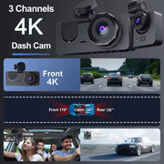 Car DVR 3 Channel Dash Cam 4K Video Recorder WIFI APP Front and Rear View Camera Night Vision Car Accessories - My Variety Superstore 25