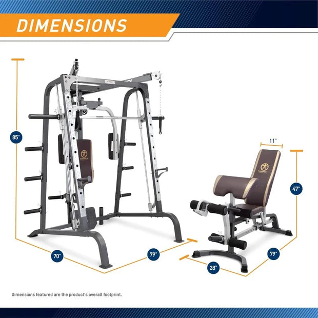 Marcy Smith Cage Workout Machine Full Body Strength Training Home Gym Equipment with Leg Developer and Press Bar