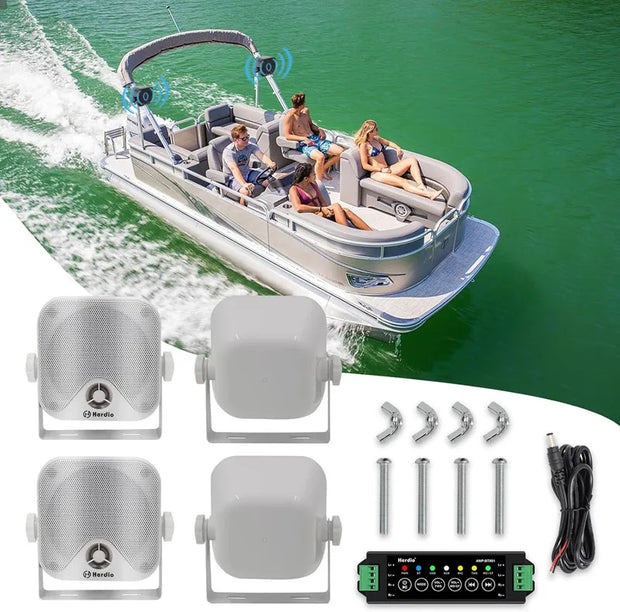 Herdio 4 Inch 240W 4PCS Bluetooth Golf Cart Speakers Waterproof Marine Speakers for Outdoor Boat ATV UTV Jeep Courtyard Powersports - My Variety Superstore 25